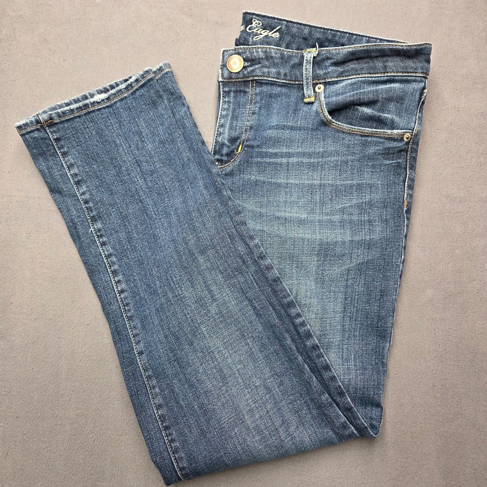 American Eagle Skinny Jeans Womens 12 Short Medium Wash Stretch Denim Low Rise